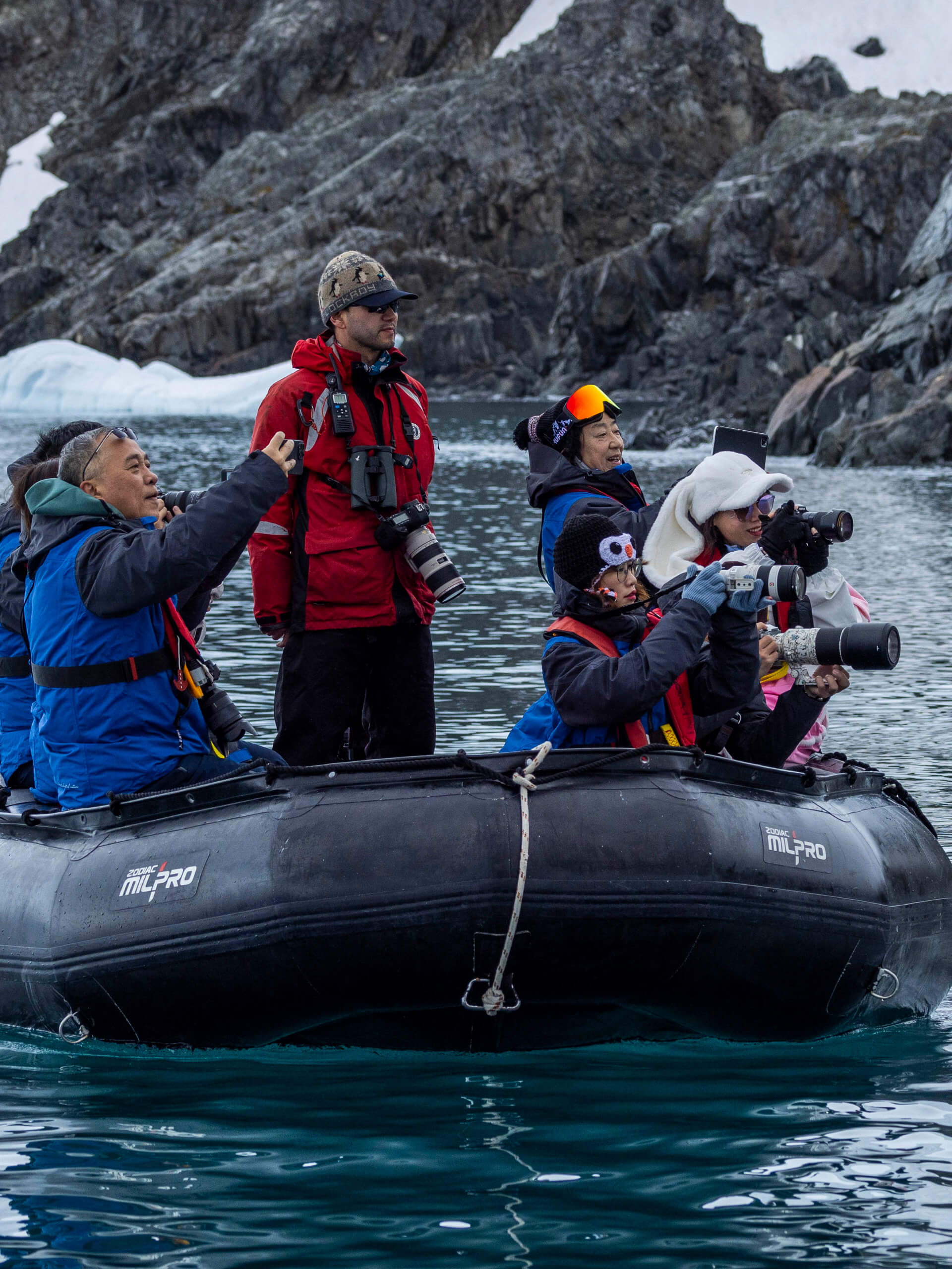 Zodiac Cruising at Spring Point, Antarctica