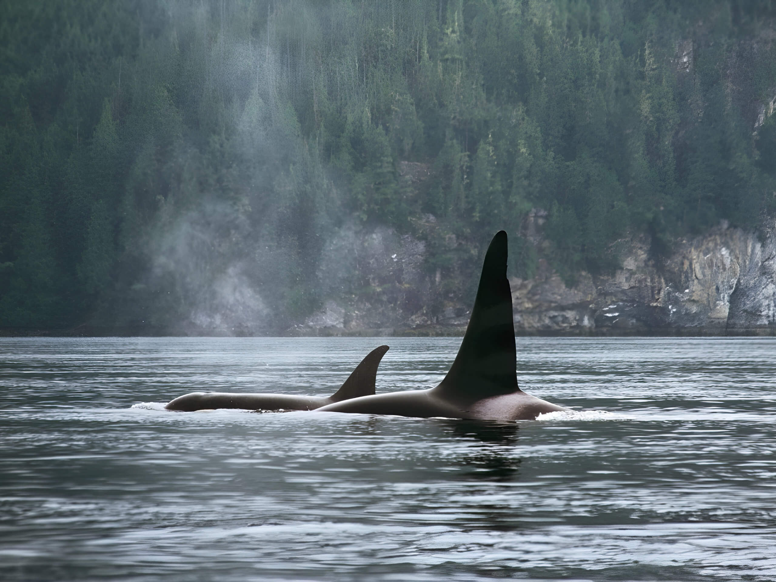 Orcas off the northern coast